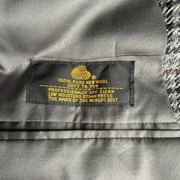 Pierre Balmain 100% Wool Single Breasted Houndstooth Blazer Jacket Mens 40R - Picture 6 of 9